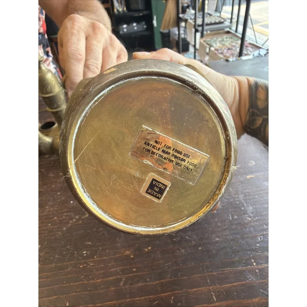 Vintage Handmade In India Brass Bucket with Handle